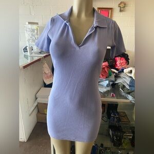 Zara Soft Purple Ribbed Polo Dress